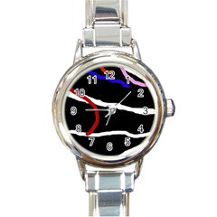 Decorative Lines Round Italian Charm Watch by Valentinaart