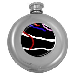 Decorative Lines Round Hip Flask (5 Oz) by Valentinaart