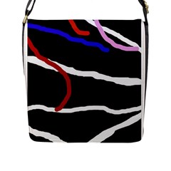 Decorative Lines Flap Messenger Bag (l)  by Valentinaart