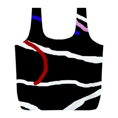 Decorative Lines Full Print Recycle Bags (l)  by Valentinaart