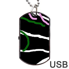 Decorative Lines Dog Tag Usb Flash (two Sides)  by Valentinaart