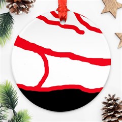 Red, Black And White Design Ornament (round)  by Valentinaart