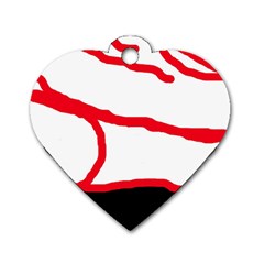 Red, Black And White Design Dog Tag Heart (one Side) by Valentinaart