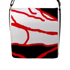 Red, Black And White Design Flap Messenger Bag (l)  by Valentinaart