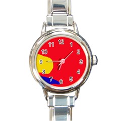 Colorful Abstraction Round Italian Charm Watch by Valentinaart