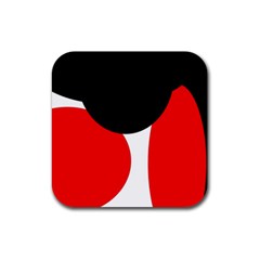 Red, Black And White Rubber Coaster (square)  by Valentinaart