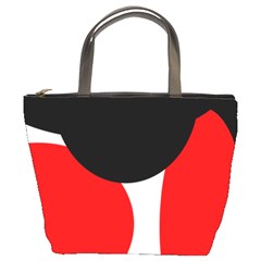 Red, Black And White Bucket Bags by Valentinaart