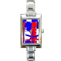 Blue, Red, White Design  Rectangle Italian Charm Watch by Valentinaart