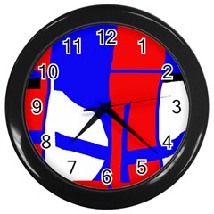 Blue, Red, White Design  Wall Clocks (black) by Valentinaart