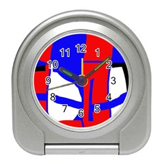 Blue, Red, White Design  Travel Alarm Clocks by Valentinaart