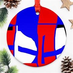 Blue, Red, White Design  Round Ornament (two Sides)  by Valentinaart