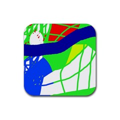 Colorful Abstraction Rubber Coaster (square)  by Valentinaart