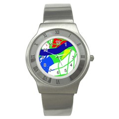 Colorful Abstraction Stainless Steel Watch by Valentinaart