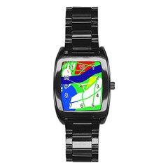 Colorful Abstraction Stainless Steel Barrel Watch by Valentinaart