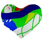 Colorful abstraction Large 19  Premium Flano Heart Shape Cushions Back