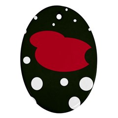 Red, Black And White Abstraction Ornament (oval)  by Valentinaart