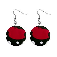 Red, Black And White Abstraction Mini Button Earrings by Valentinaart