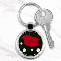 Red, Black And White Abstraction Key Chains (round)  by Valentinaart