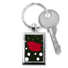 Red, Black And White Abstraction Key Chains (rectangle)  by Valentinaart