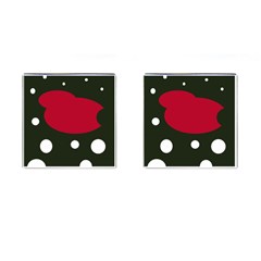 Red, Black And White Abstraction Cufflinks (square) by Valentinaart