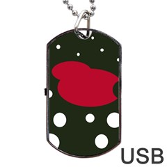 Red, Black And White Abstraction Dog Tag Usb Flash (one Side) by Valentinaart