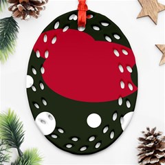 Red, Black And White Abstraction Ornament (oval Filigree)  by Valentinaart