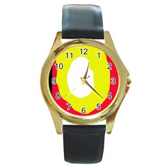 Colorful Abstraction Round Gold Metal Watch by Valentinaart