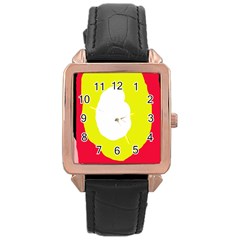 Colorful abstraction Rose Gold Leather Watch 