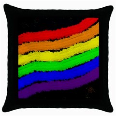 Rainbow Throw Pillow Case (Black)