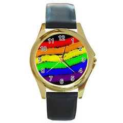 Rainbow Round Gold Metal Watch