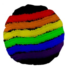 Rainbow Large 18  Premium Flano Round Cushions