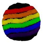 Rainbow Large 18  Premium Flano Round Cushions Back