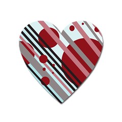 Colorful Lines And Circles Heart Magnet by Valentinaart