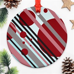 Colorful Lines And Circles Round Ornament (two Sides)  by Valentinaart