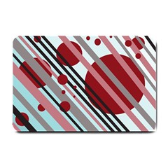 Colorful Lines And Circles Small Doormat  by Valentinaart