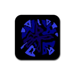 Deep Blue Abstraction Rubber Square Coaster (4 Pack)  by Valentinaart