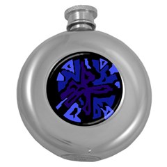 Deep Blue Abstraction Round Hip Flask (5 Oz) by Valentinaart