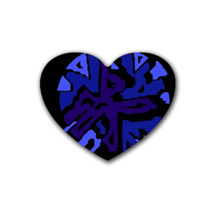 Deep blue abstraction Rubber Coaster (Heart) 