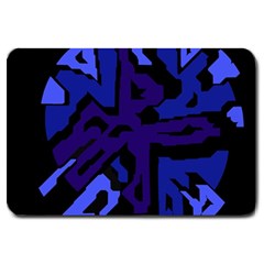 Deep Blue Abstraction Large Doormat  by Valentinaart