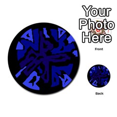 Deep Blue Abstraction Multi-purpose Cards (round)  by Valentinaart