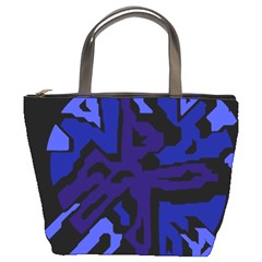 Deep Blue Abstraction Bucket Bags by Valentinaart