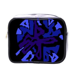 Deep Blue Abstraction Mini Toiletries Bags by Valentinaart