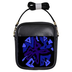 Deep Blue Abstraction Girls Sling Bags by Valentinaart