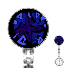 Deep Blue Abstraction Stainless Steel Nurses Watch by Valentinaart