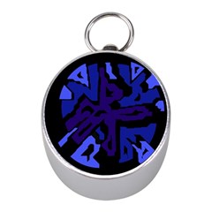 Deep Blue Abstraction Mini Silver Compasses by Valentinaart