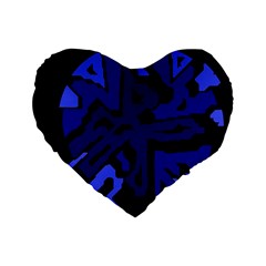 Deep Blue Abstraction Standard 16  Premium Flano Heart Shape Cushions by Valentinaart