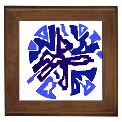 Deep Blue Abstraction Framed Tiles by Valentinaart