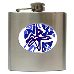 Deep Blue Abstraction Hip Flask (6 Oz) by Valentinaart