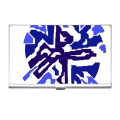 Deep Blue Abstraction Business Card Holders by Valentinaart