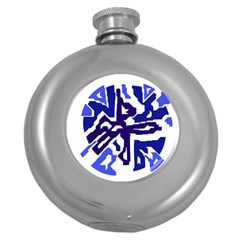 Deep Blue Abstraction Round Hip Flask (5 Oz) by Valentinaart